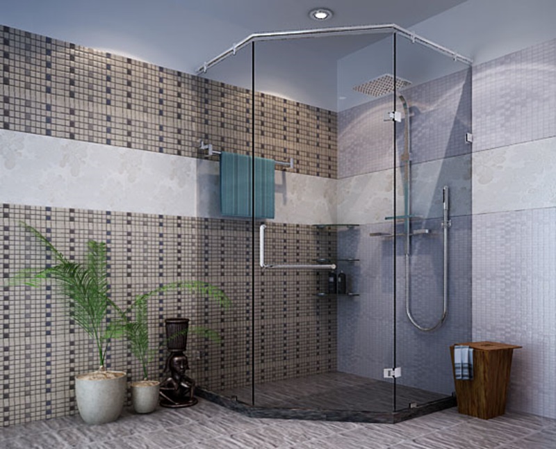 phòng tắm vách kính 135 độ